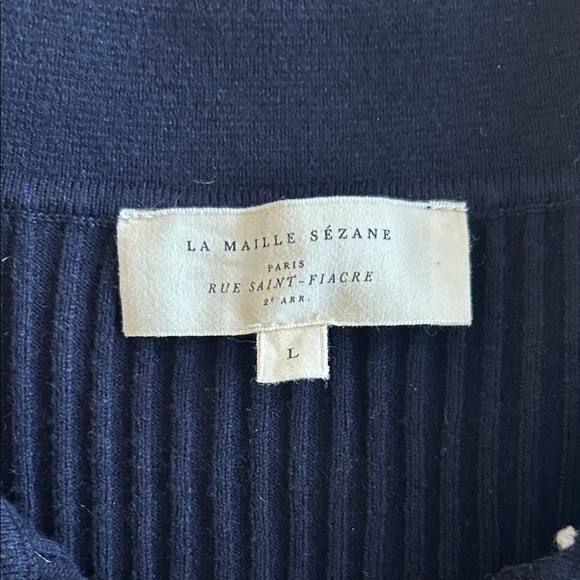 Sezane Navy Ribbed Top - Picture 3 of 9